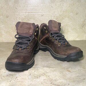Timberland Womens White Ledge Hiking Boots Leather Traction Outsole